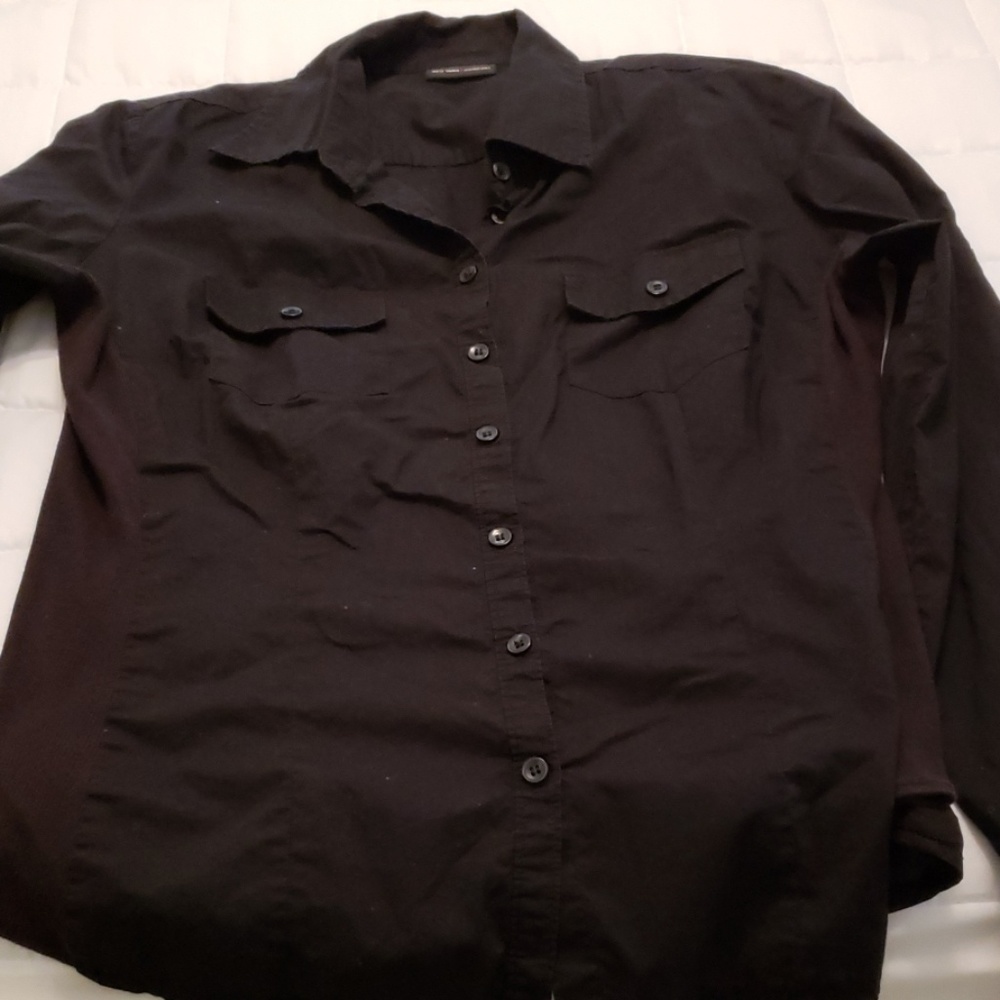 Black cotton button up